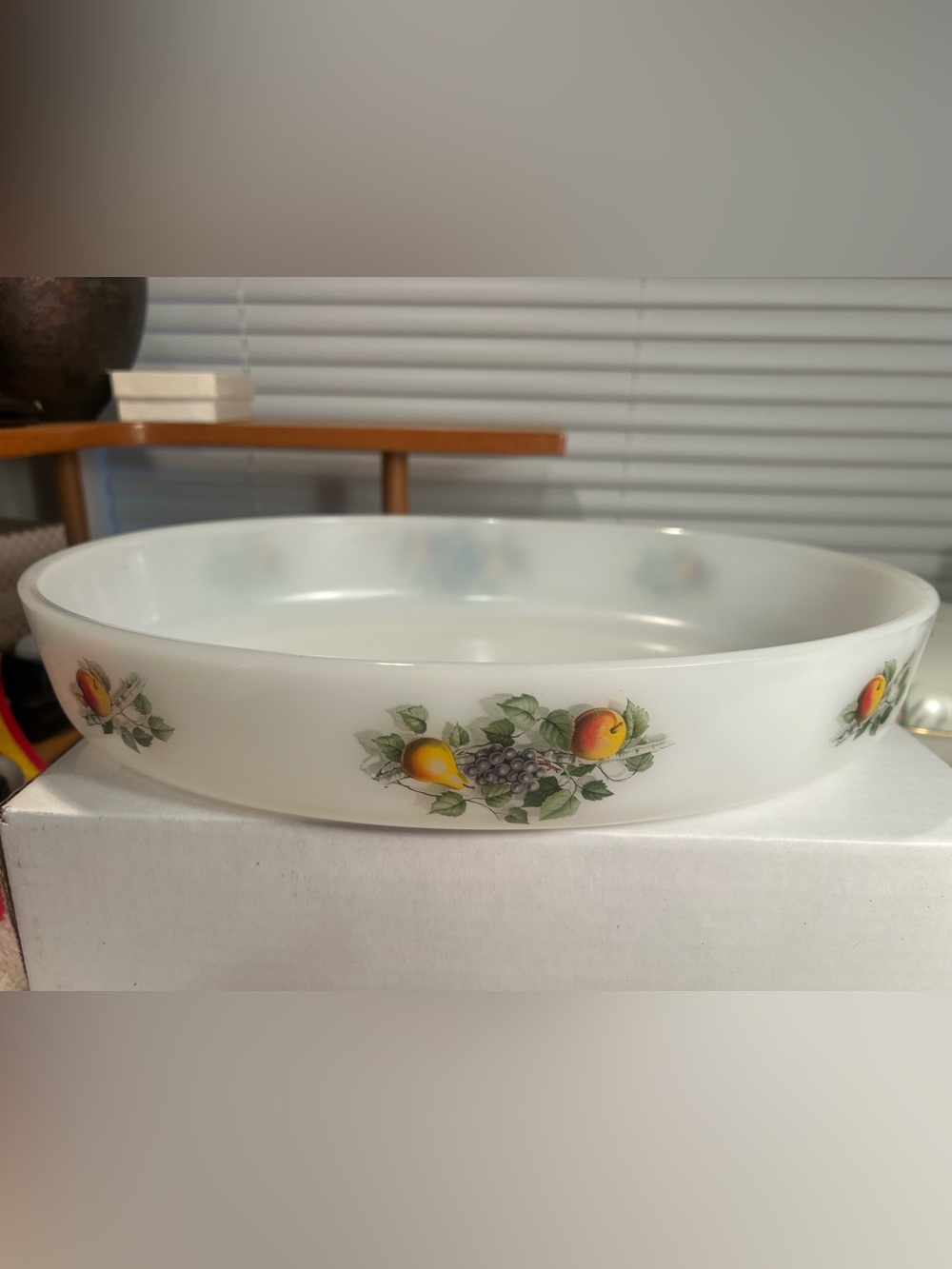 Vintage Arcopal “Fruits De France” Oval Casserole Server France 13”x9”
